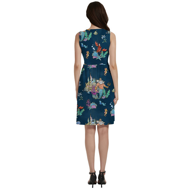 Button Front Pocket Dress - Whimsical Triton and Sebastian