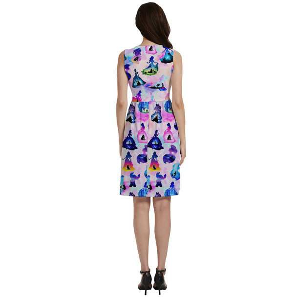 Button Front Pocket Dress - Princess And Classic Animation Silhouettes