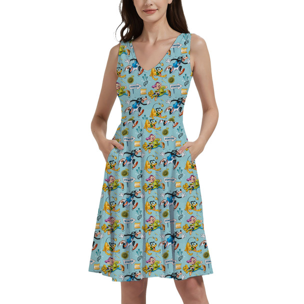 V-Neck Pocket Skater Dress - Dopey's Challenge RunDisney Inspired