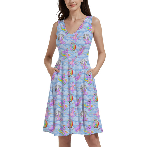 V-Neck Pocket Skater Dress - Imagine with Figment