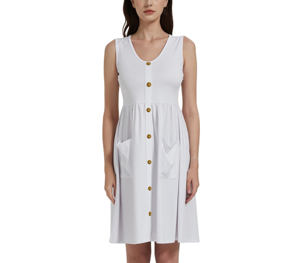 Button Front Pocket Dress