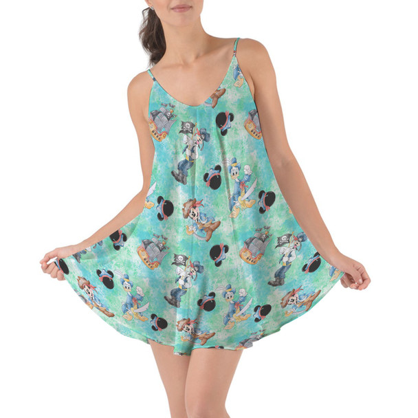 Beach Cover Up Dress - Mickey Donald Goofy Pirate Crew