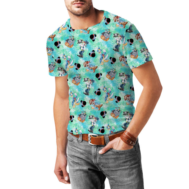 Men's Cotton Blend T-Shirt - Mickey Donald Goofy Pirate Crew