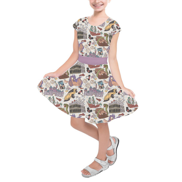 Girls Short Sleeve Skater Dress - West Coast Disneyland