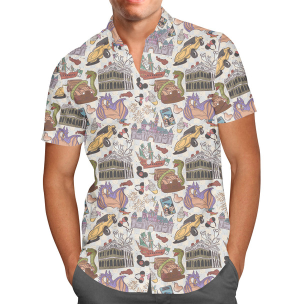 Men's Button Down Short Sleeve Shirt - West Coast Disneyland