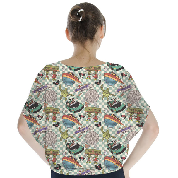 Batwing Chiffon Top - Hand Drawn Epcot