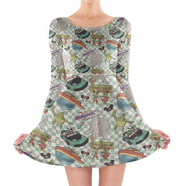 Longsleeve Skater Dress - Hand Drawn Epcot