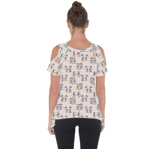 Cold Shoulder Tunic Top - Retro Mickey & Minnie