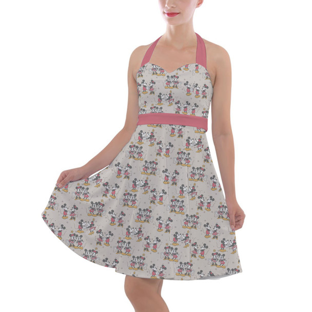 Halter Vintage Style Dress - Retro Mickey & Minnie