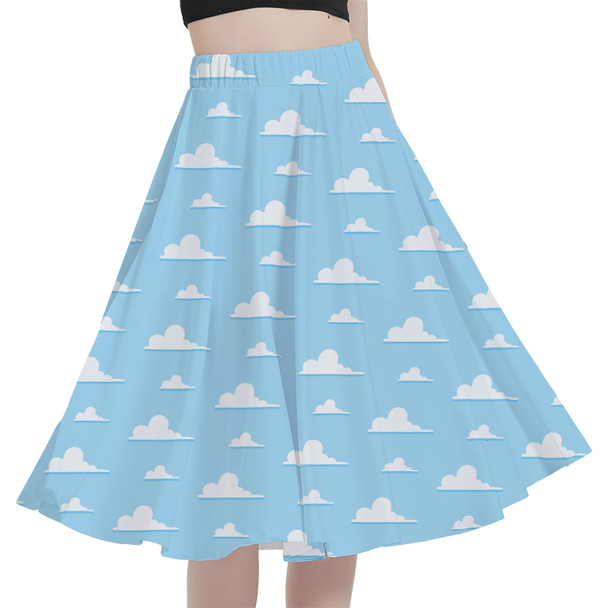 A-Line Pocket Skirt - Pixar Clouds