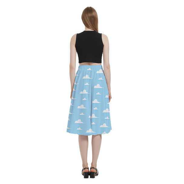 A-Line Pocket Skirt - Pixar Clouds
