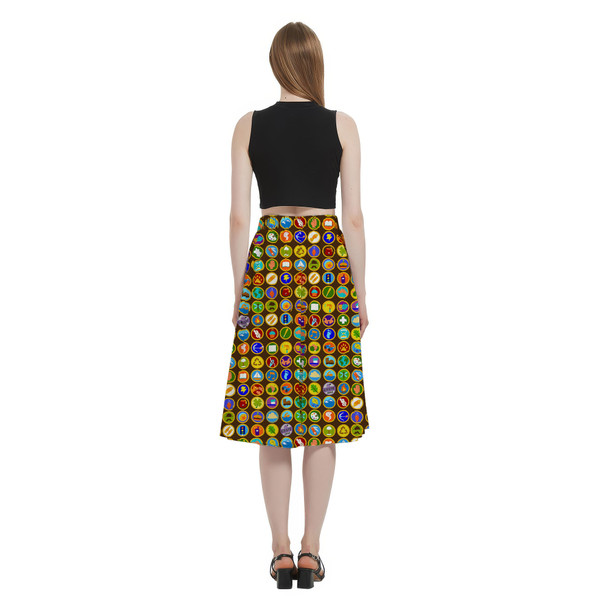 A-Line Pocket Skirt - Wilderness Explorer Badges Up Inspired