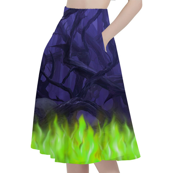 A-Line Pocket Skirt - Forest of Thorns Maleficent Villains Inspired