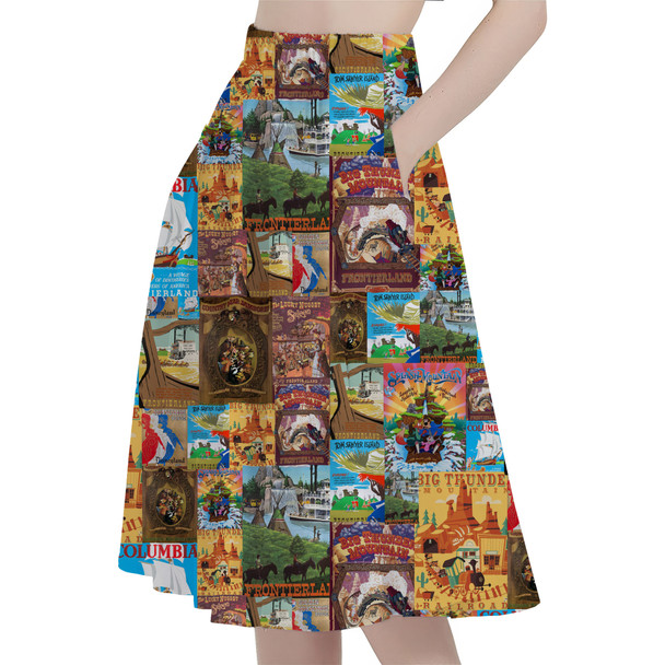 A-Line Pocket Skirt - Frontierland Vintage Attraction Posters