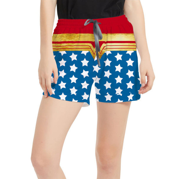 Women's Run Shorts with Pockets - Wonder Woman Super Hero Inspired