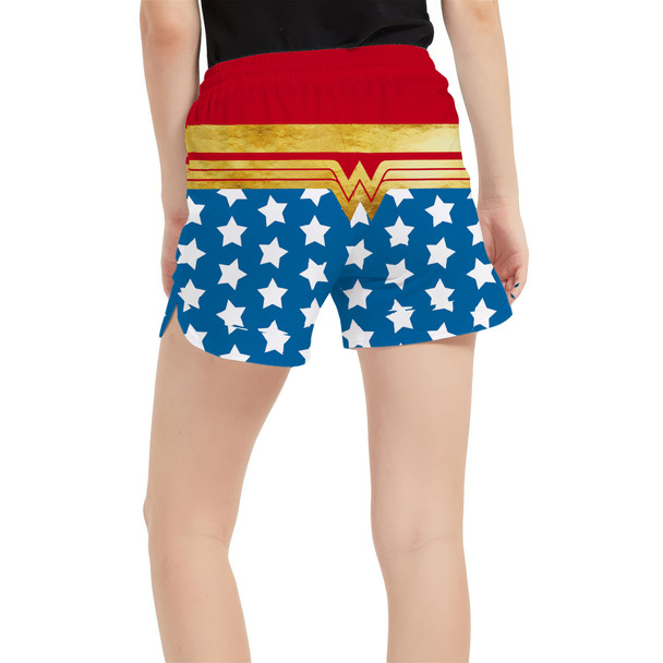 Women's Run Shorts with Pockets - Wonder Woman Super Hero Inspired