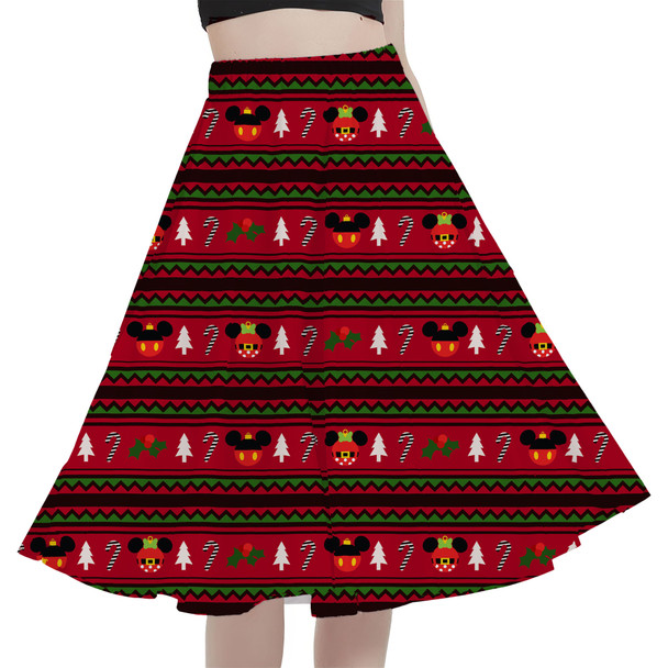 A-Line Pocket Skirt - Christmas Mickey & Minnie Sweater Pattern