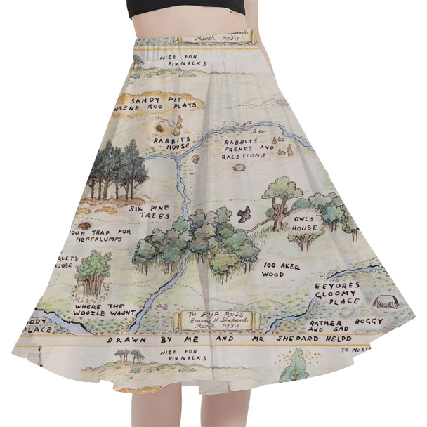 A-Line Pocket Skirt - Hundred Acre Wood Map Winnie The Pooh Inspired