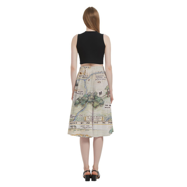 A-Line Pocket Skirt - Hundred Acre Wood Map Winnie The Pooh Inspired