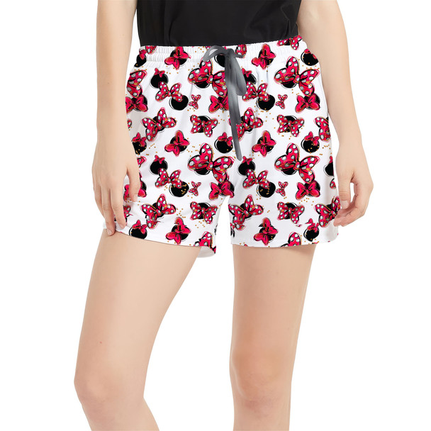 Women's Run Shorts with Pockets - Minnie Bows and Mouse Ears