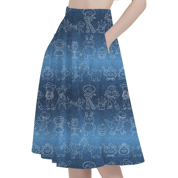 A-Line Pocket Skirt - Toy Story Line Drawings