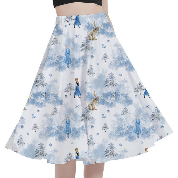 A-Line Pocket Skirt - Winter Landscape Frozen Inspired