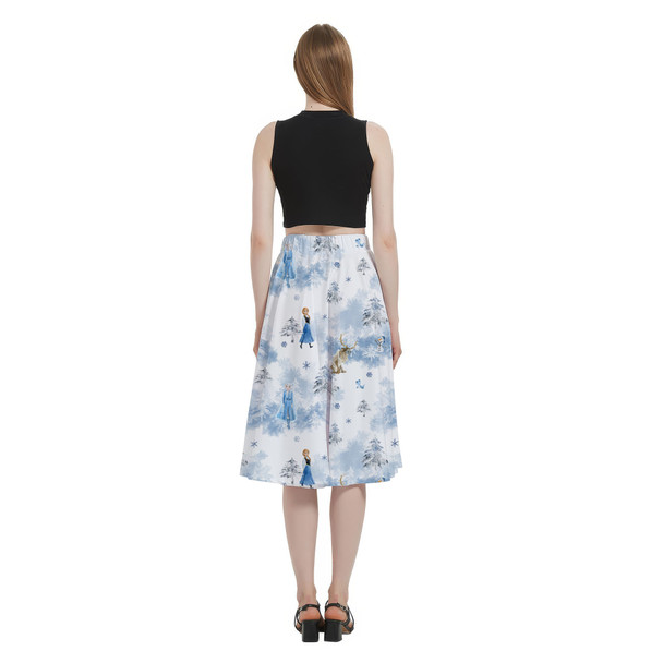 A-Line Pocket Skirt - Winter Landscape Frozen Inspired