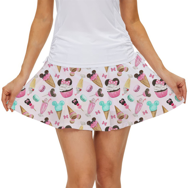 Women's Skort - Mouse Ears Snacks in Pastel Watercolor