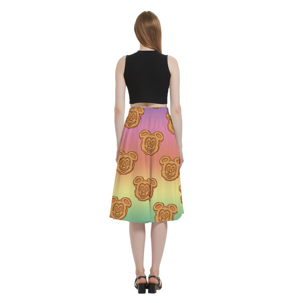 A-Line Pocket Skirt - Mickey Waffles Rainbow