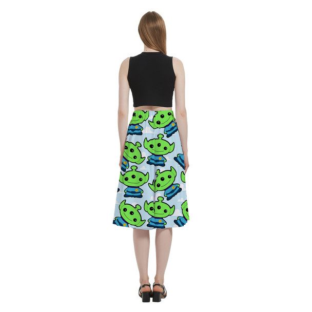 A-Line Pocket Skirt - Little Green Aliens Toy Story Inspired