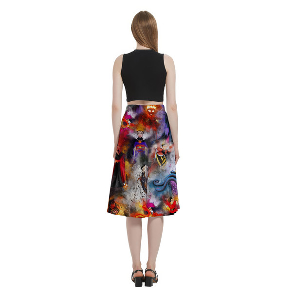 A-Line Pocket Skirt - Watercolor Villains