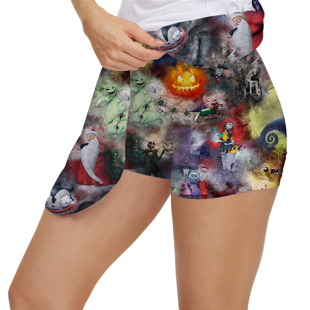 Women's Skort - Watercolor Nightmare Before Christmas