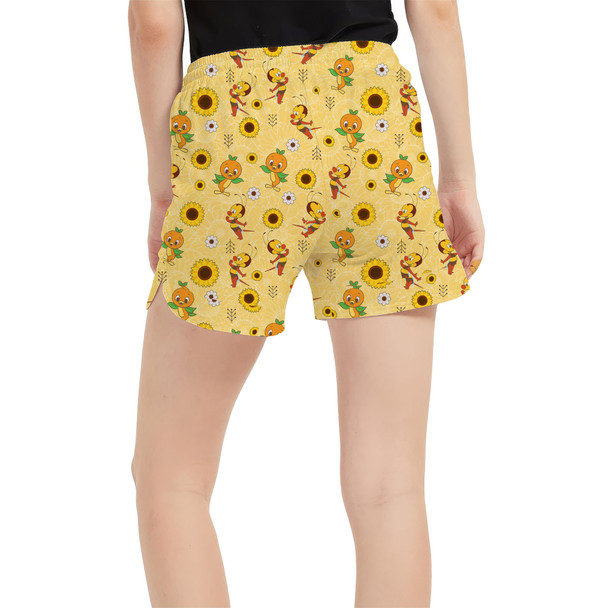 Women's Run Shorts with Pockets - Spike The Bee and Orange Bird