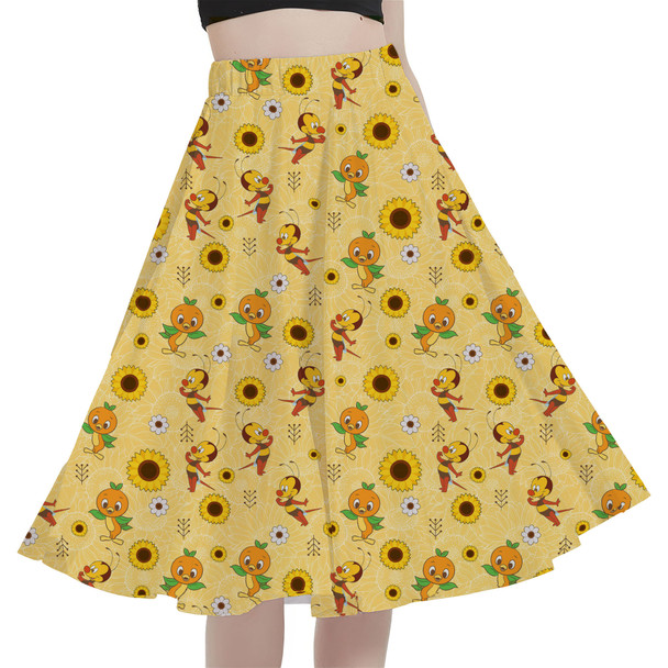 A-Line Pocket Skirt - Spike The Bee and Orange Bird