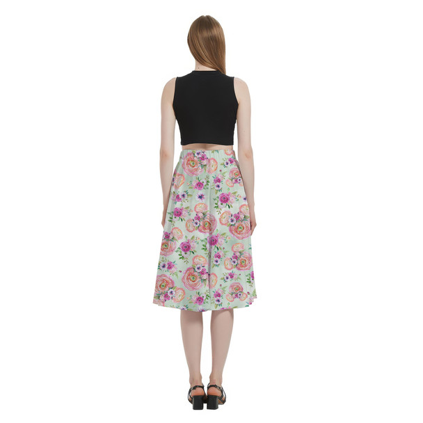 A-Line Pocket Skirt - Peachy Floral Minnie Ears