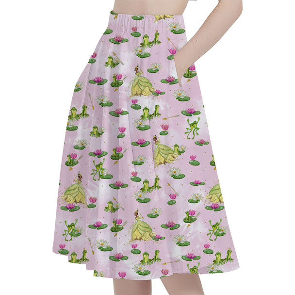 A-Line Pocket Skirt - Watercolor Princess Tiana & The Frog