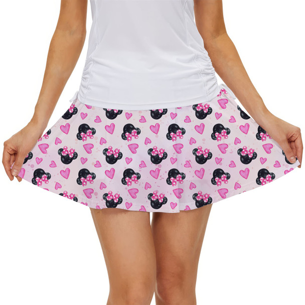 Women's Skort - Watercolor Minnie Mouse In Pink