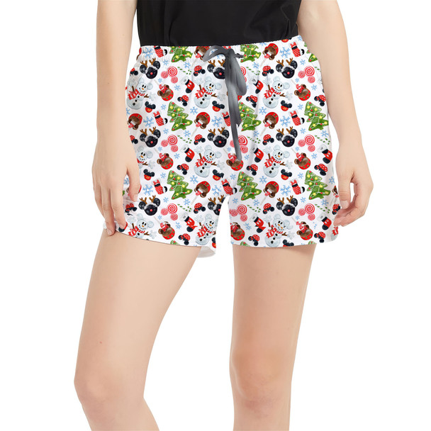 Women's Run Shorts with Pockets - Mouse Magic Christmas