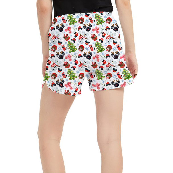 Women's Run Shorts with Pockets - Mouse Magic Christmas