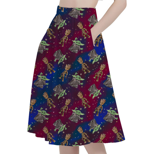 A-Line Pocket Skirt - Groot & Grogu