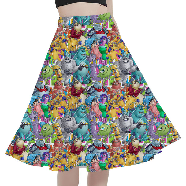 A-Line Pocket Skirt - Monsters Inc Sketched