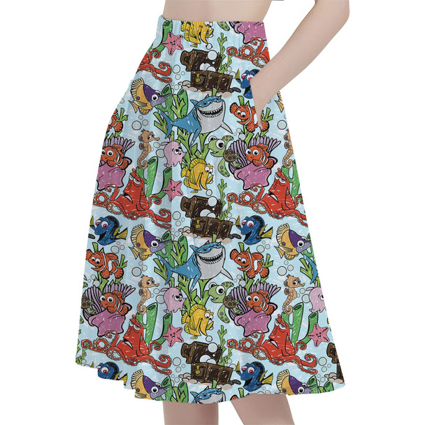 A-Line Pocket Skirt - Fish Are Friends Nemo Inspired