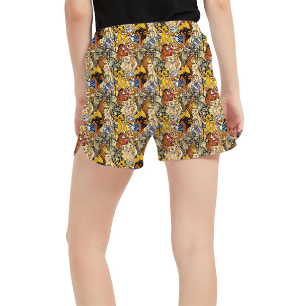 Women's Run Shorts with Pockets - Lion King Sketched