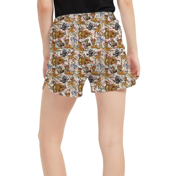 Women's Run Shorts with Pockets - Bambi Sketched