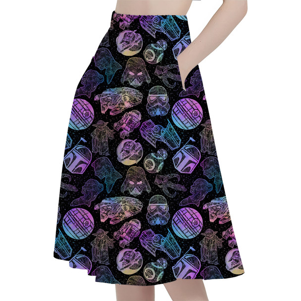 A-Line Pocket Skirt - Star Wars Watercolor Mandalas
