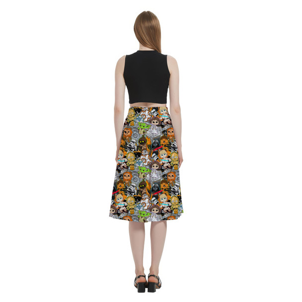 A-Line Pocket Skirt - Sketched Cute Star Wars Characters