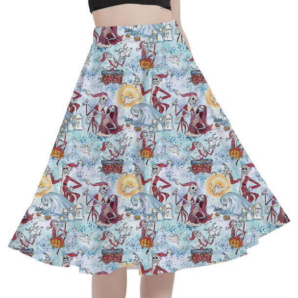 A-Line Pocket Skirt - Santa Jack with Sally & Zero
