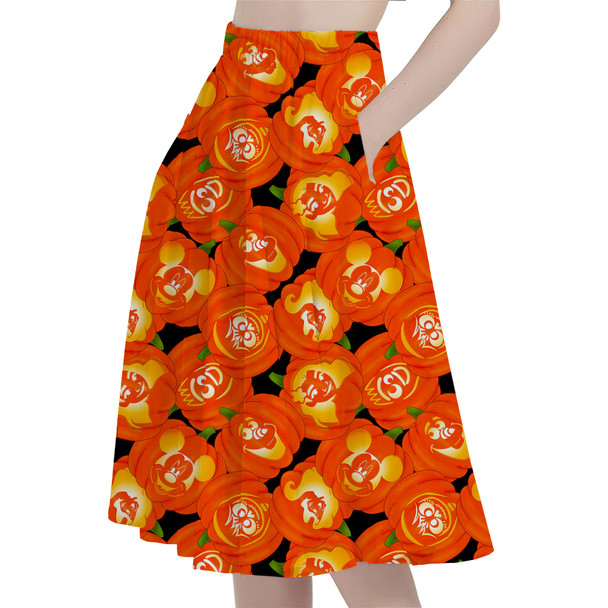 A-Line Pocket Skirt - Disney Carved Pumpkins