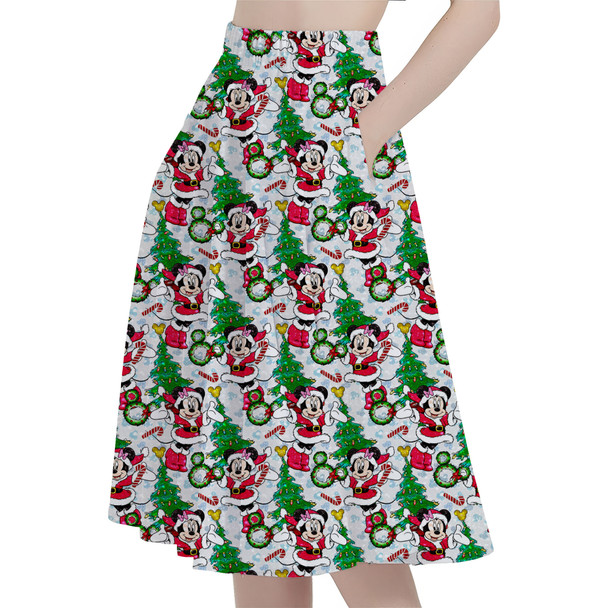 A-Line Pocket Skirt - Santa Minnie Mouse