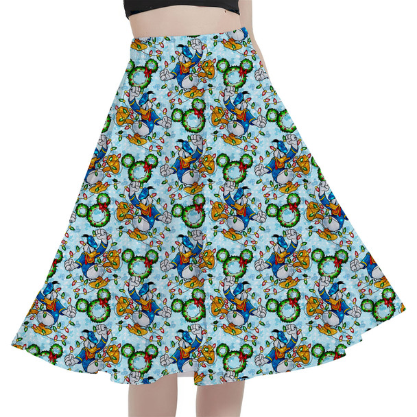 A-Line Pocket Skirt - Donald Duck & the Christmas Lights